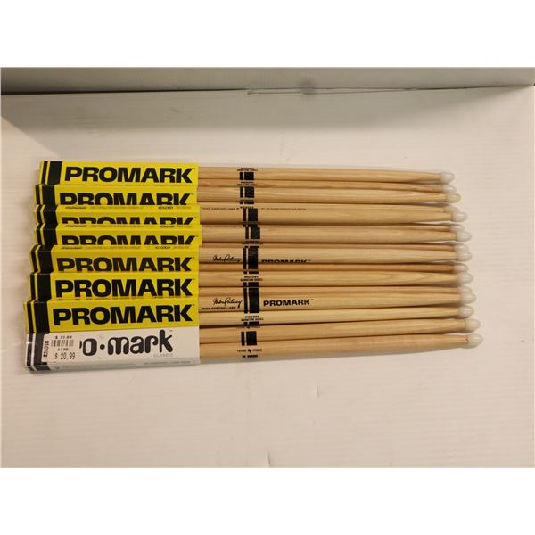 LOT OF 8 PAIRS ASSORTED PROMARK NILON TIP DRUMSTICKS