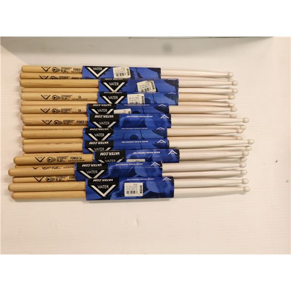 LOT OF 10 PAIRS ASSORTED VATER EXTENDED PLAY DRUMSTICKS