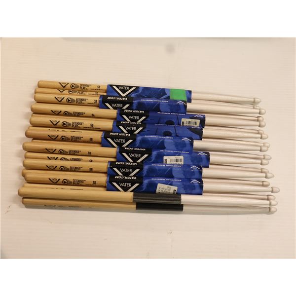 LOT OF 9 PAIRS ASSORTED VATER EXTENDED PLAY DRUMSTICKS
