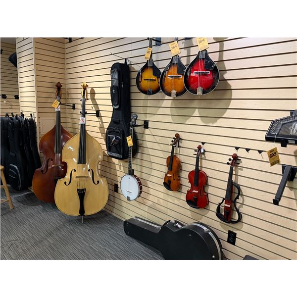WHAT'S COMING — String instruments, including double basses, violins, mandolins and a banjo