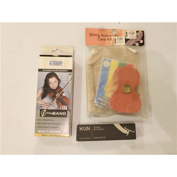 LOT OF 3pcs OF ASSORTED VIOLIN ACCESSORIES