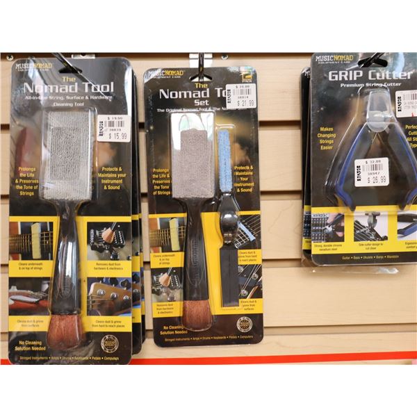 LOT OF 7pcs OF ASSORTED MUSIC NOMAD CLEANING TOOLS AND STRING STRIPPERS