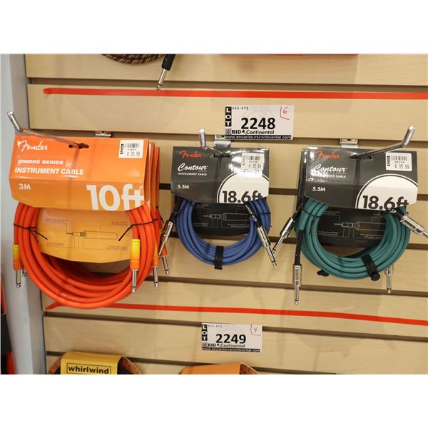 LOT OF 6pcs OF ASSORTED FENDER 1/4"CABLES