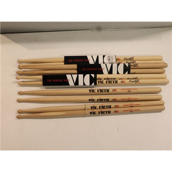 LOT OF 5 PAIRS ASSORTED VIC FIRTH DRUMSTICKS