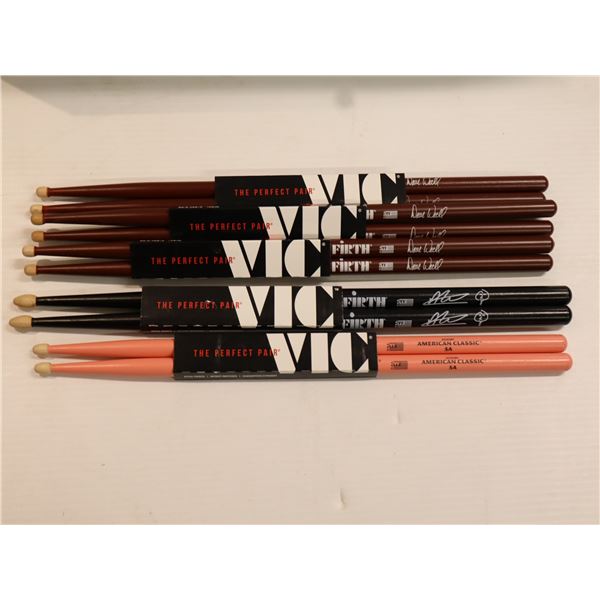 LOT OF 5 PAIRS ASSORTED VIC FIRTH COLOURED DRUMSTICKS