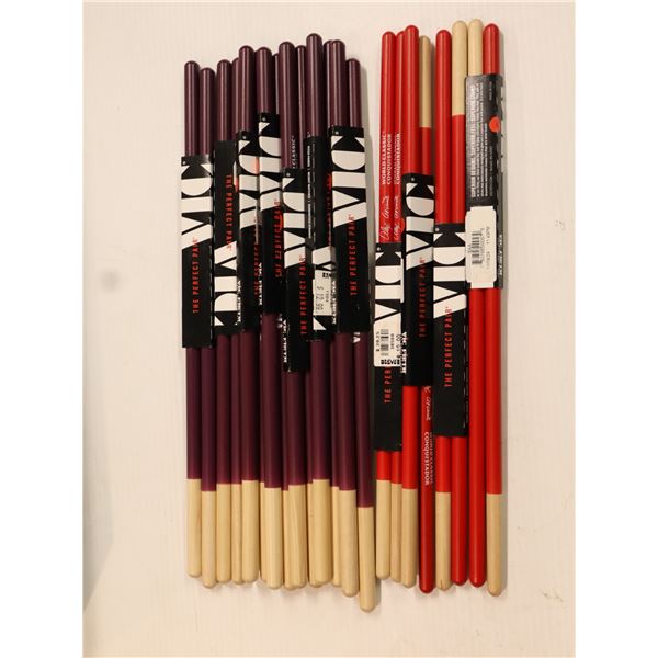 LOT OF 11 ASSORTED PAIRS OF VIC FIRTH WORLD CLASSICS DRUMSTICKS