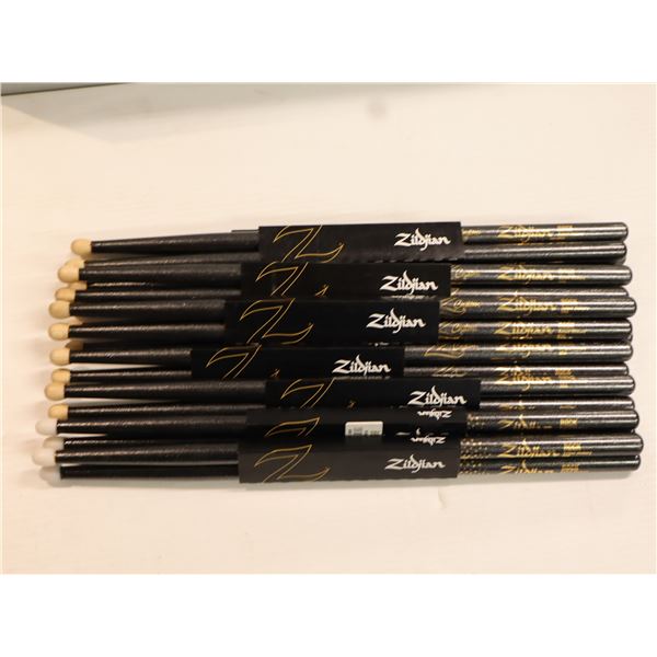 Lot of 10: Zildjian - Z Custom LE Drumstick Collection Rock Black Chroma - Wood Tip - ZRKCB-ZC