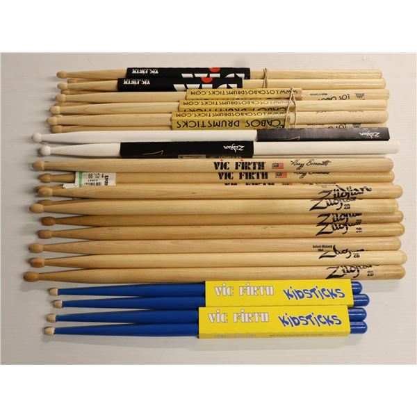 LOT OF 15 PAIRS ASSORTED DRUMSTICKS