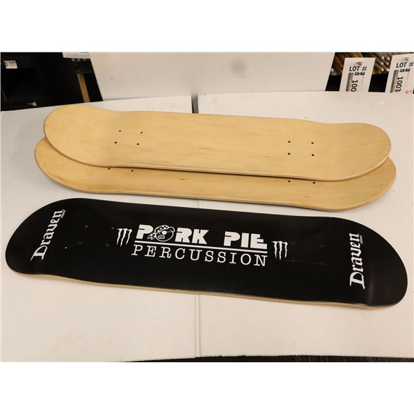 LOT OF 3 PORK PIE PERCUSSION PROMO SKATEBOARDS (BOARD ONLY)