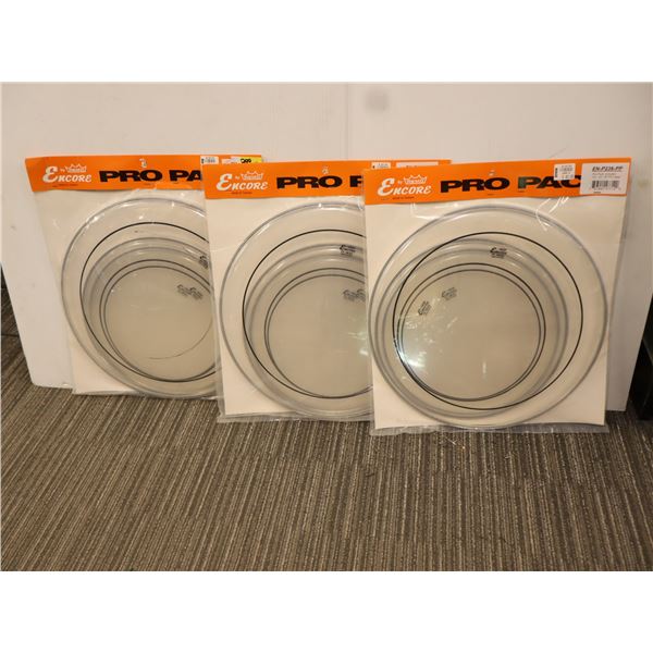 Lot of 3: Remo - Encore Tom Pack: Pinstripe Clear 12"/13"/16" - EN-P236-PP