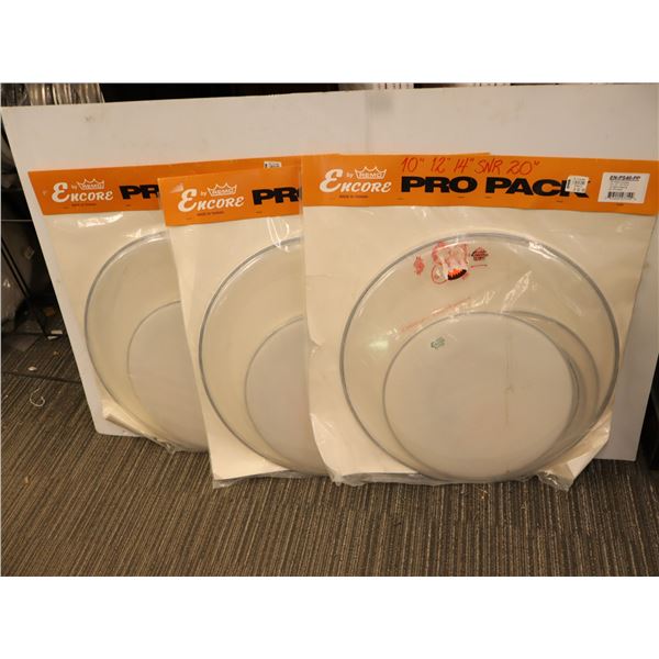 Lot of 3: Remo - Encore Tom Pack: Pinstripe Clear 12"/13"/16" - EN-PS40-PP