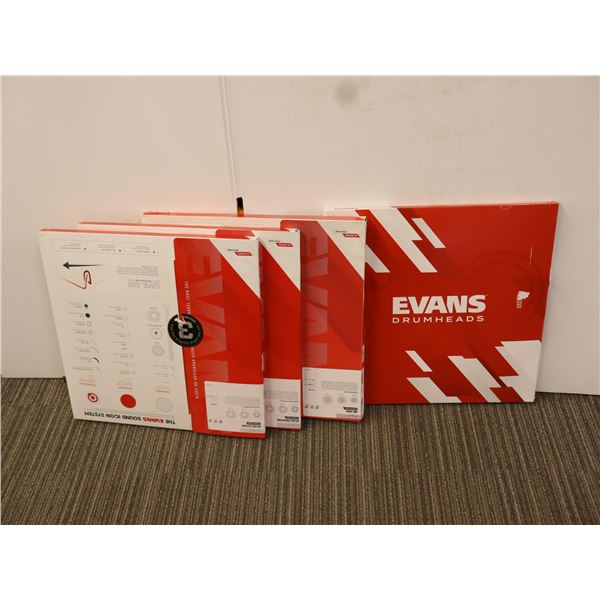 LOT OF 4 EVANS 3-PACK KIT 10"-12"-14" (ASSORTED TYPE 12-DRUMHEADS TOTAL)