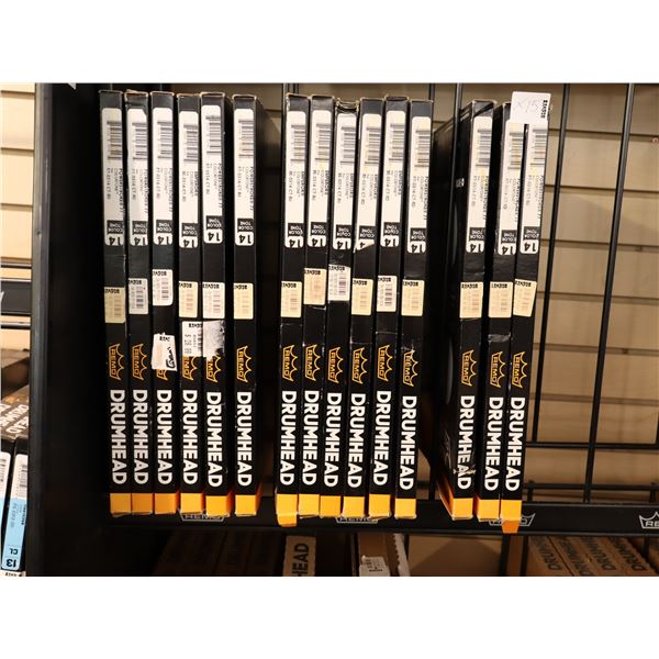 LOT OF 15 ASSORTED REMO 14" DRUMHEADS