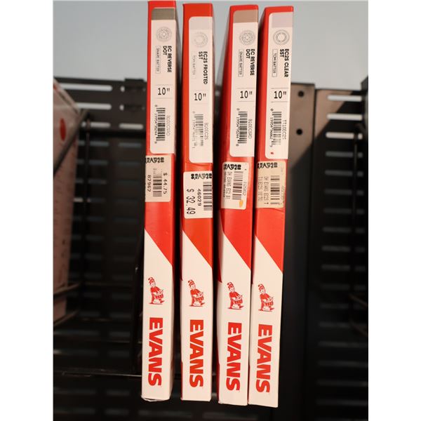 LOT OF 4 ASSORTED EVANS 10" DRUMHEADS