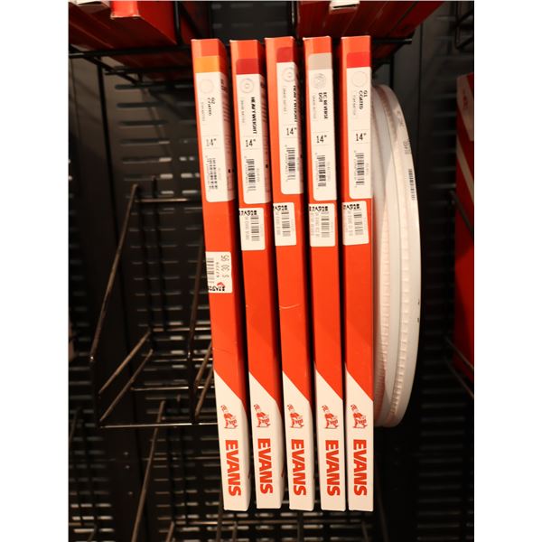 LOT OF 7 ASSORTED EVANS 14" SNARE DRUMHEADS