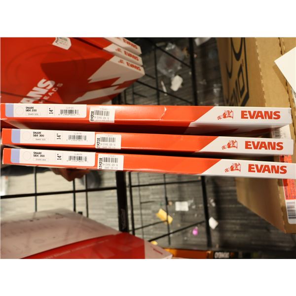 LOT OF 3 ASSORTED EVANS 14" SNARE BOTTOMS