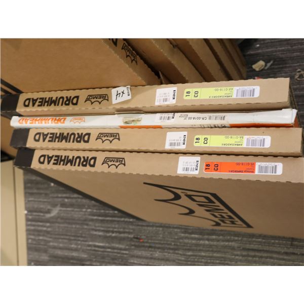 LOT OF 4 ASSORTED REMO 18" BASS DRUMHEADS