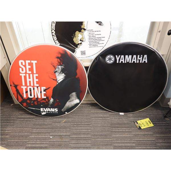 LOT OF 2 ASSORTED TAMAHA 22" BASS DRUMHEADS