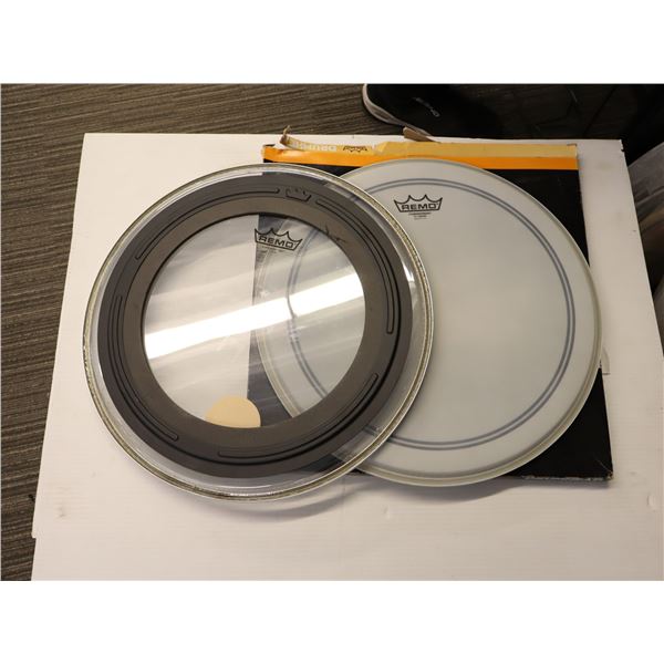 LOT OF 2 ASSORTED REMO 16" BASS DRUMHEADS