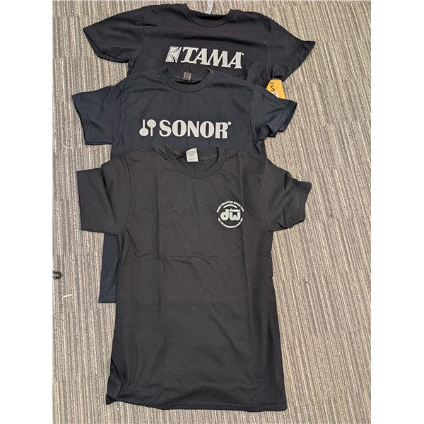 LOT OF 3 ASSORTED PERCUSSION BRANDS T-SHIRTS (SMALL)