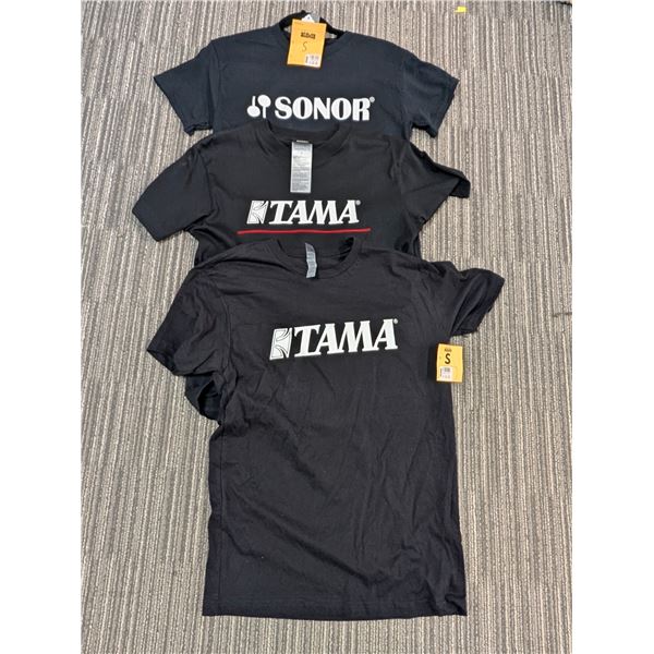 LOT OF 3 ASSORTED PERCUSSION BRANDS T-SHIRTS (SMALL)