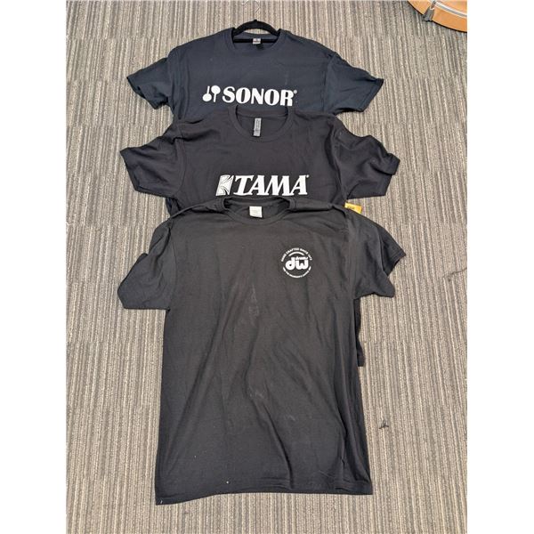 LOT OF 3 ASSORTED PERCUSSION BRANDS T-SHIRTS (MEDIUM)