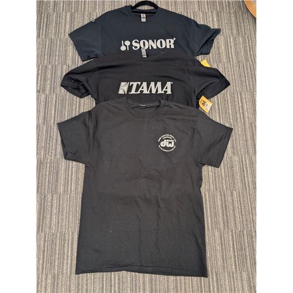 LOT OF 3 ASSORTED PERCUSSION BRANDS T-SHIRTS (MEDIUM)