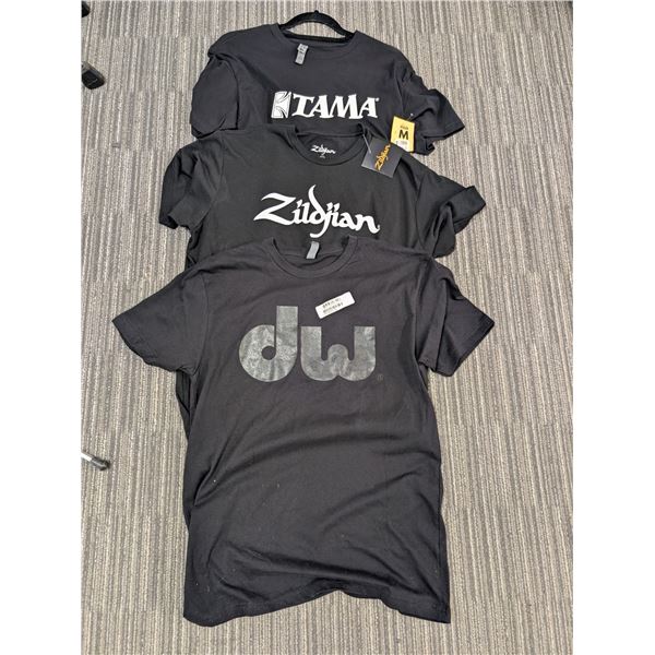 LOT OF 3 ASSORTED PERCUSSION BRANDS T-SHIRTS (MEDIUM)