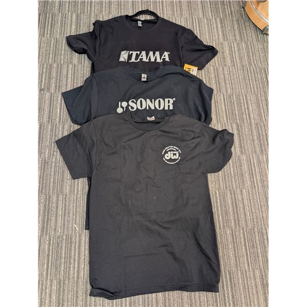 LOT OF 3 ASSORTED PERCUSSION BRANDS T-SHIRTS (MEDIUM)