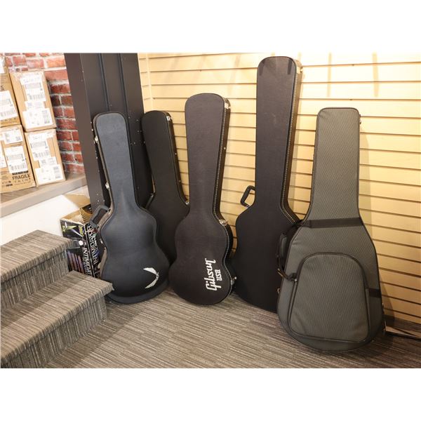 ***USED***LOT OF 5 ASSORTED HARD SHELL ACCOUSTIC GUITAR CASES
