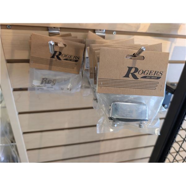 LOT OF 15 ROGERS PARTS (B+B LUGS / SCRIPT LOGO BADGE)