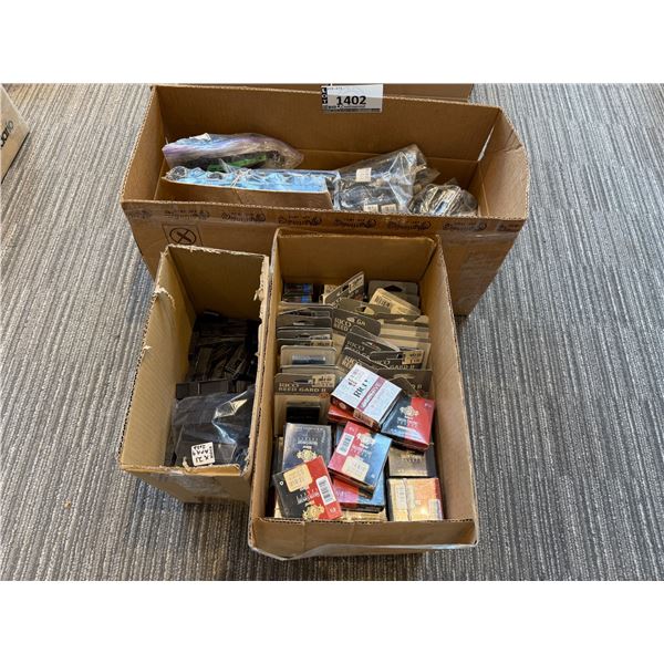 LOT OF ASSORTED REEDS-REED HOLDERS-MOUTHPEICE COVERS)