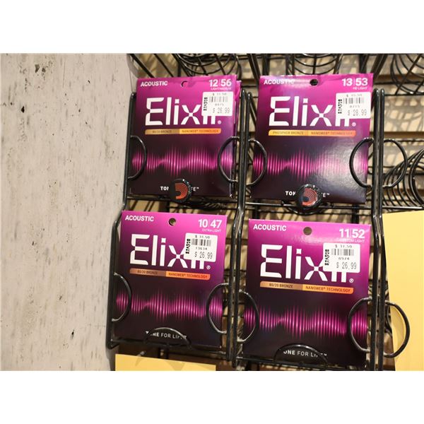 LOT OF 5 ASSORTED ELIXIR ACOUSTIC GUITAR STRINGS