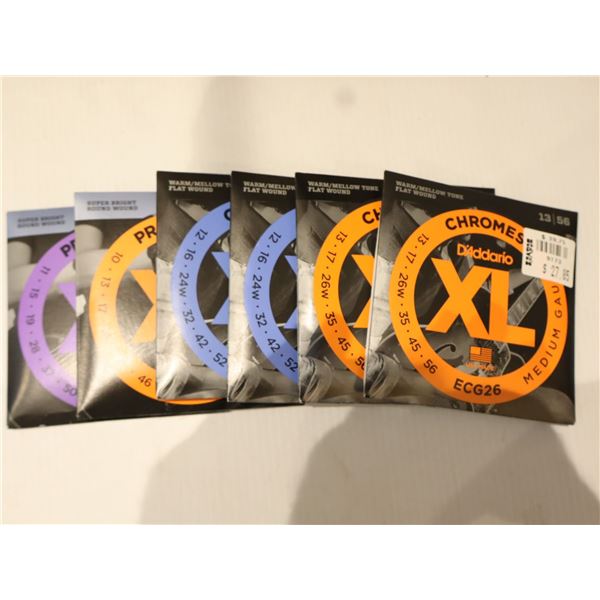 LOT OF 6 ASSORTED D'ADDARIO XL ELECTRIC GUITAR STRINGS