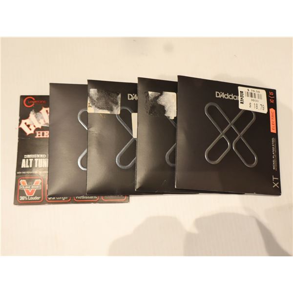 LOT OF 5 ASSORTED ELECTRIC GUITAR STRINGS