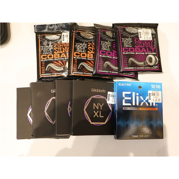 LOT OF 9 ASSORTED ELECTRIC 7-STRING GUITAR STRINGS