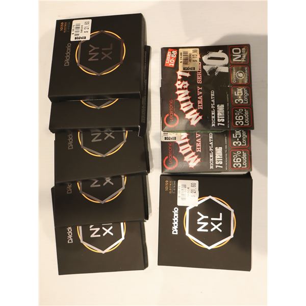 LOT OF 8 ASSORTED ELECTRIC 7-STRING GUITAR STRINGS