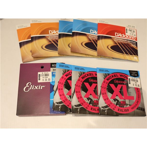 LOT OF 9 ASSORTED 12-STRING GUITAR STRINGS