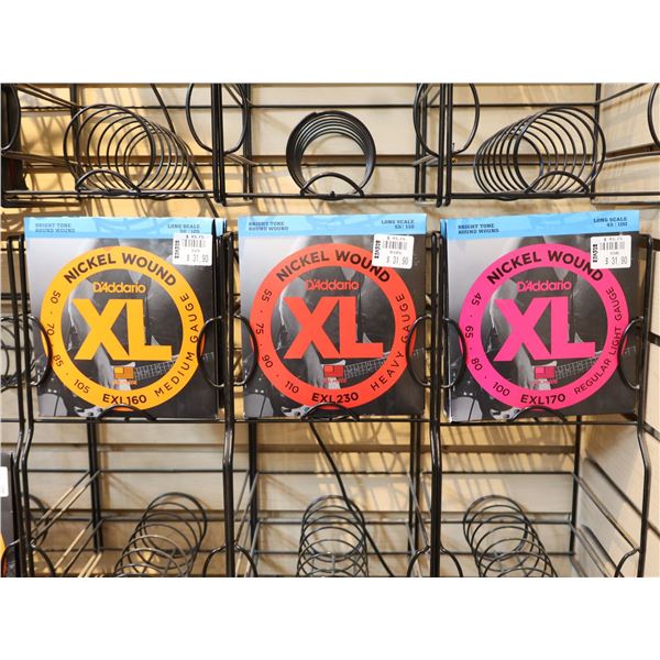 LOT OF 8 ASSORTED D'ADDARIO XL BASS GUITAR STRINGS