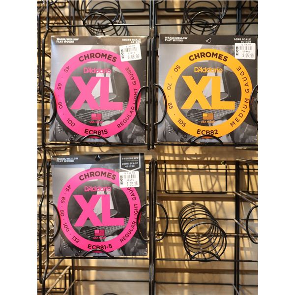 LOT OF 3 ASSORTED D'ADDARIO XL BASS GUITAR STRINGS