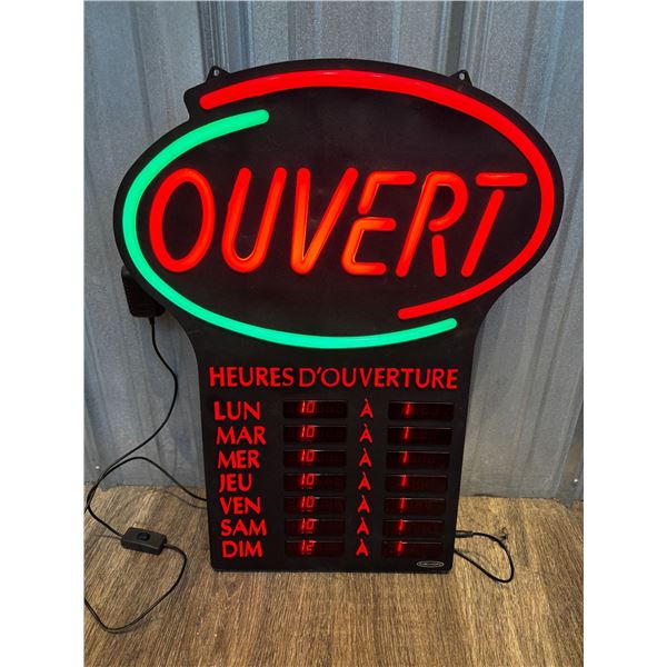 ELECTRONIC "OUVERT" OPEN HOURS ELECTRONIC SIGN