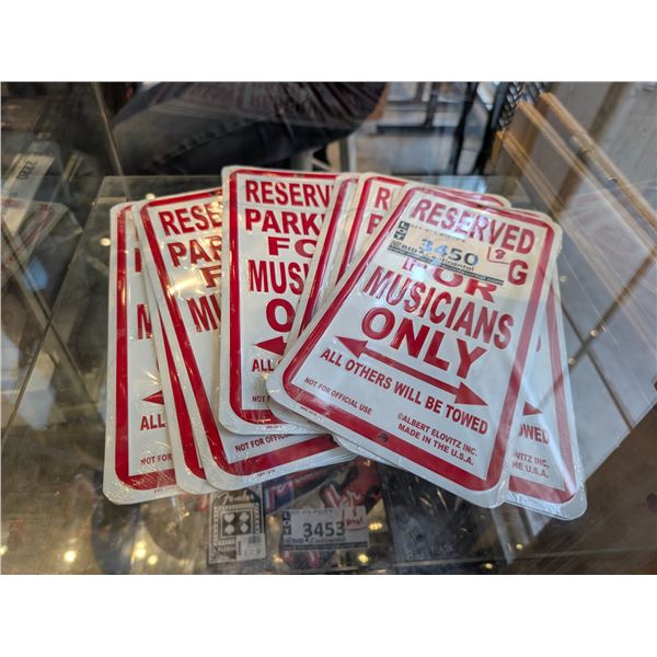 LOT OF 9 "MUSICIANS PARKING SIGNS