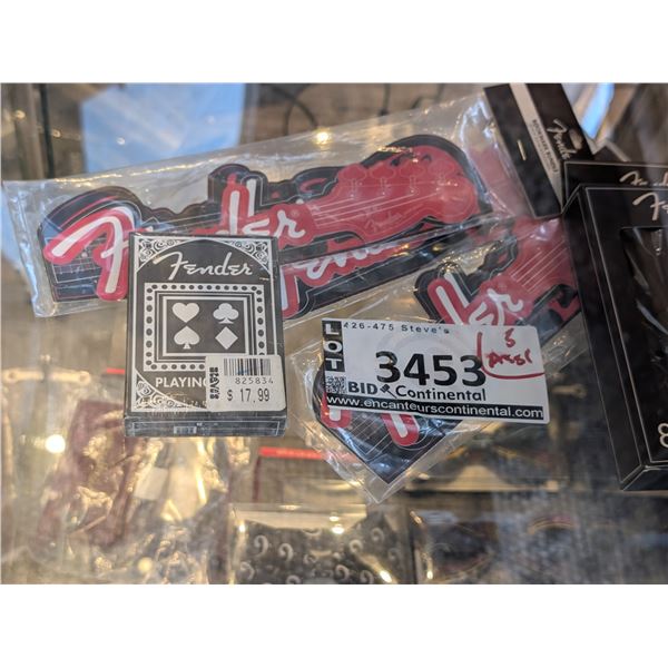 LOT OF FENDER ITEMS (STICKERS, FLASK AND CARDS)