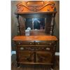 Image 1 : Carved Oak Sideboard with Mirror and Glass Jar