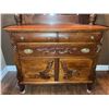 Image 3 : Carved Oak Sideboard with Mirror and Glass Jar
