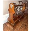 Image 2 : Wood And Brass Tantalus With Three Cut Glass Decanters