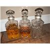 Image 5 : Wood And Brass Tantalus With Three Cut Glass Decanters