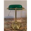 Image 5 : Brass Bankers Lamp with Green Glass Shade, Tested and Working