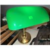 Image 6 : Brass Bankers Lamp with Green Glass Shade, Tested and Working