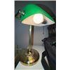 Image 7 : Brass Bankers Lamp with Green Glass Shade, Tested and Working